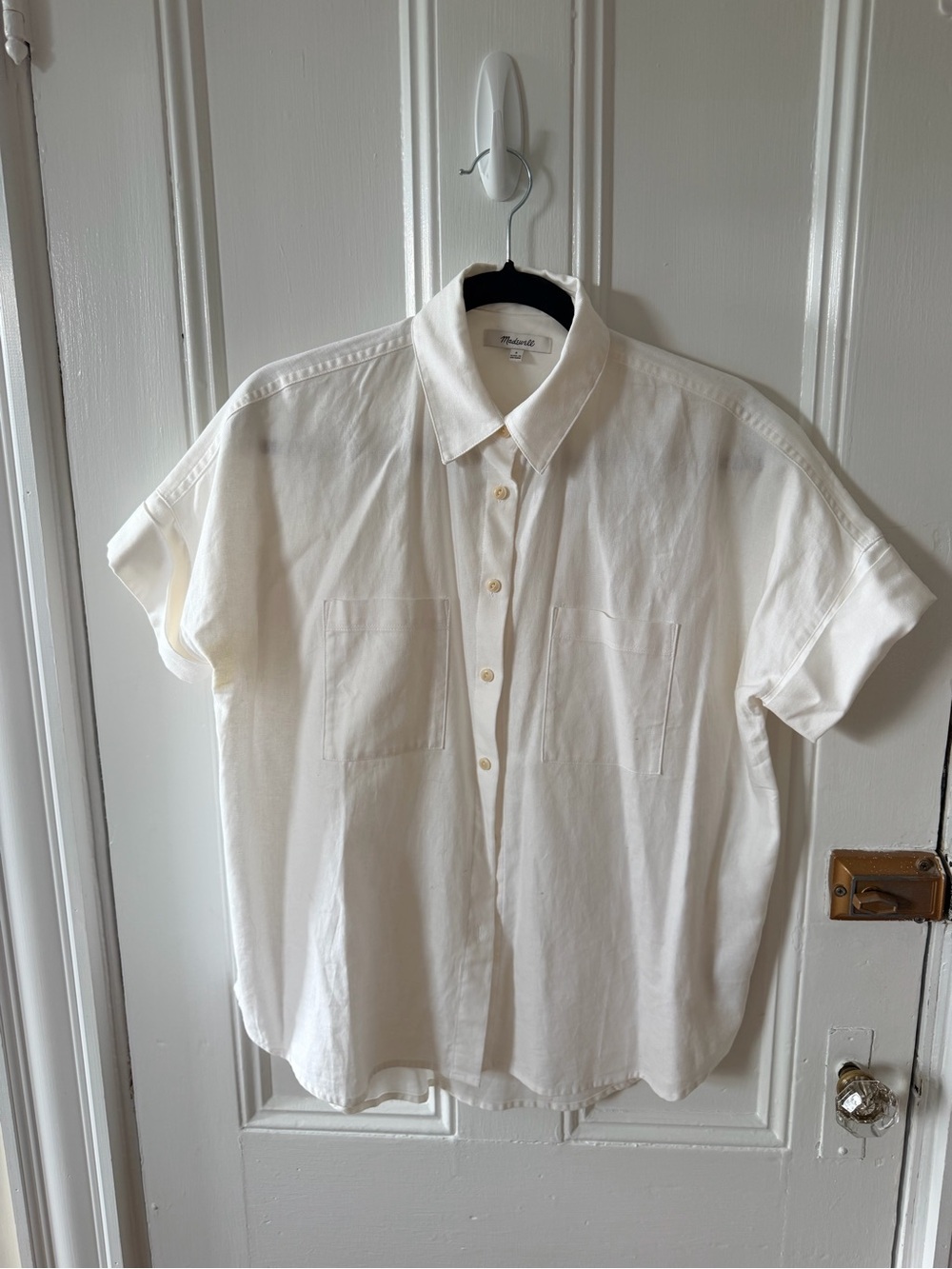 Madewell Cream Short-Sleeve Button-Down Shirt